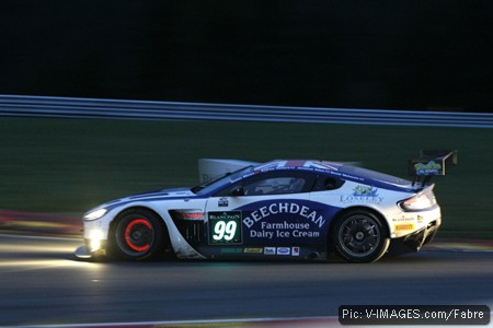 Brakes glow red as the Spa night draws in